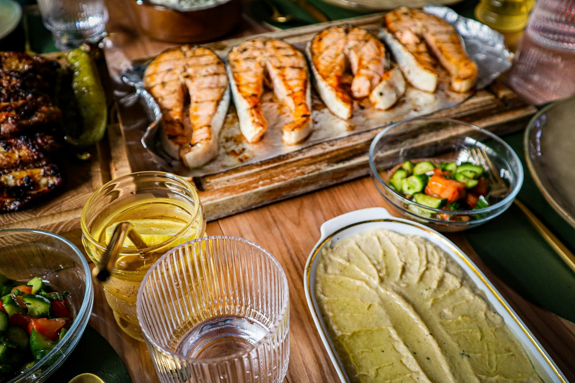 a bunch of food that is on a table